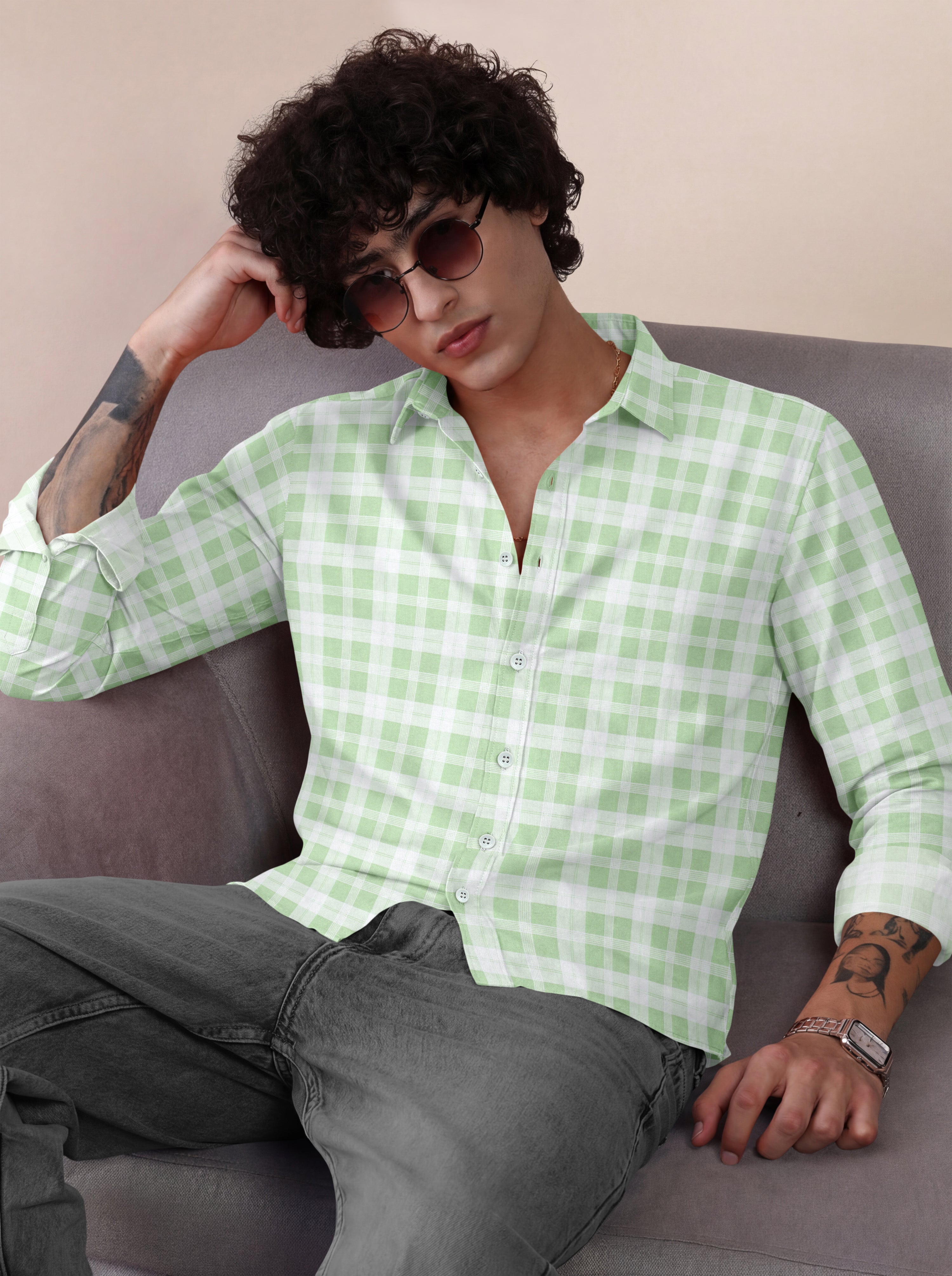 VDLooks Men Gingham Checked Regular Fit Casual Shirt