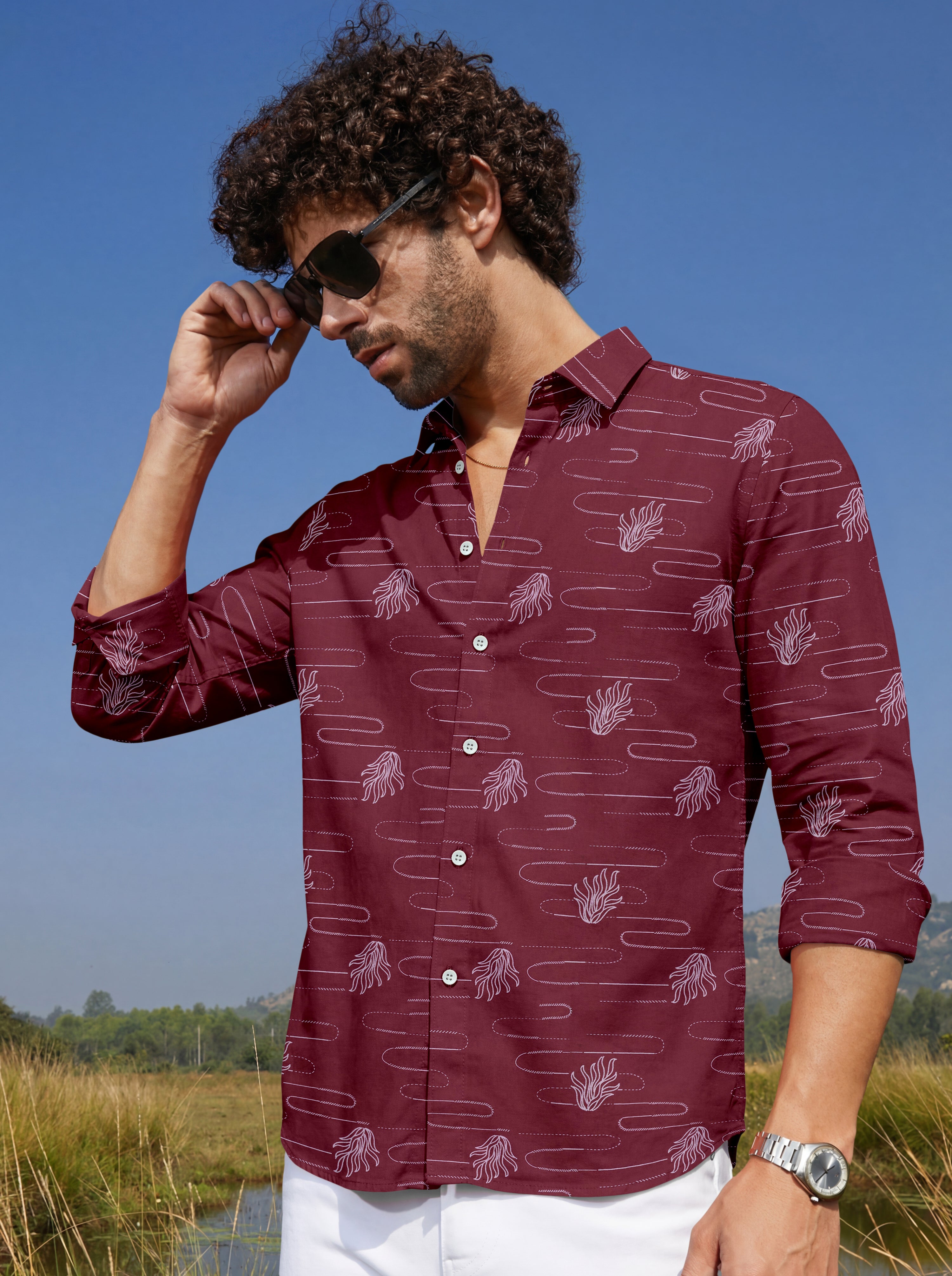 VDLooks Men’s Regular Fit Premium Cotton Shirt – Contemporary Printed Look for Everyday Styling