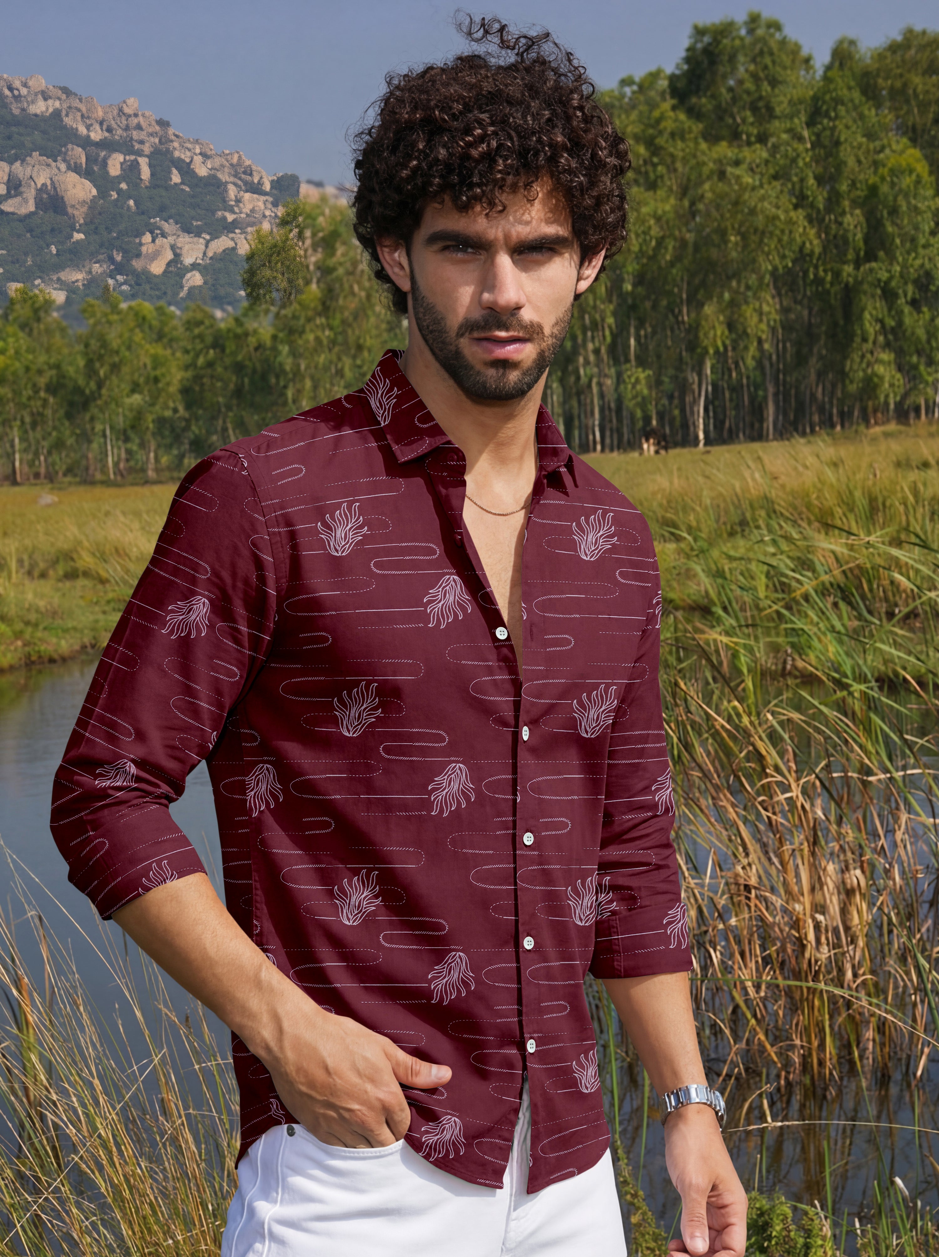 VDLooks Men’s Regular Fit Premium Cotton Shirt – Contemporary Printed Look for Everyday Styling