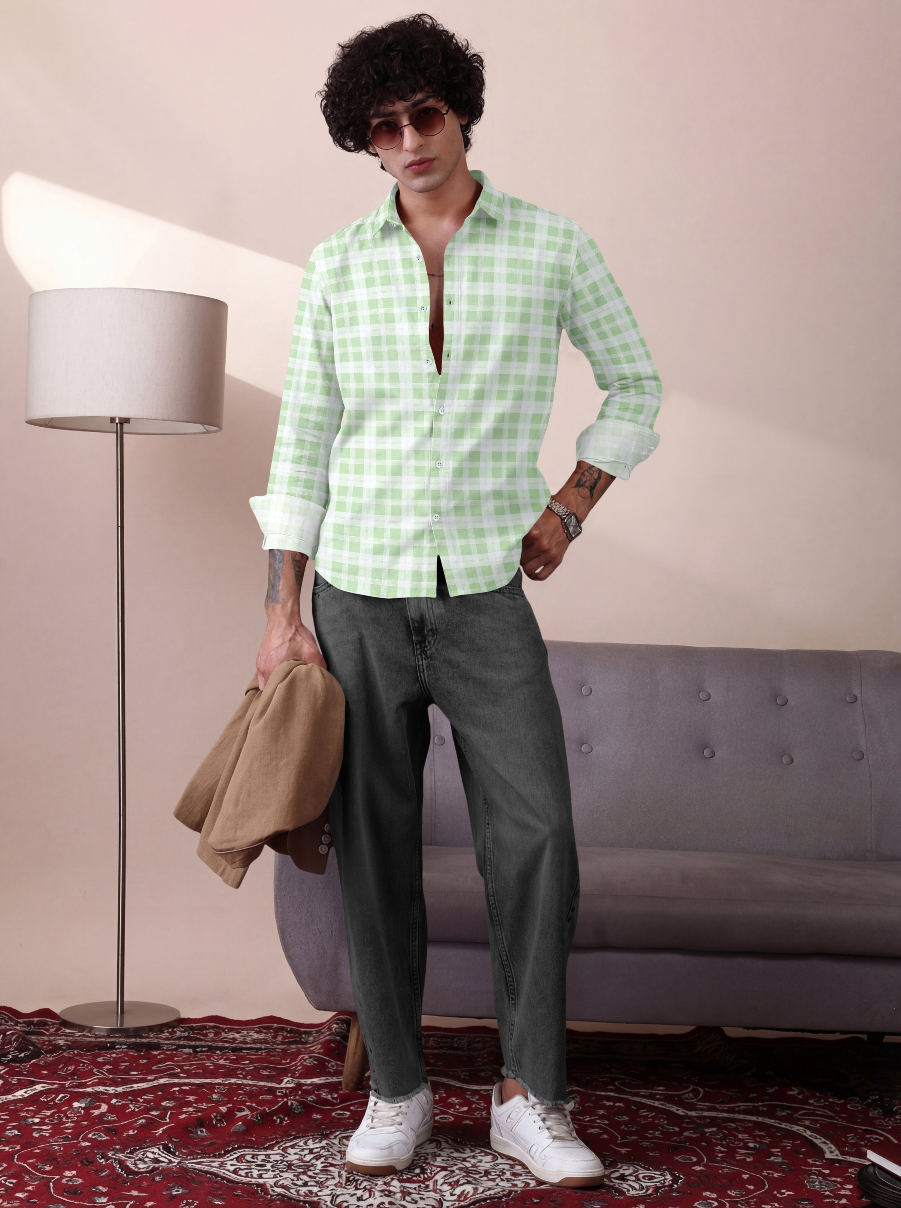 VDLooks Men Gingham Checked Regular Fit Casual Shirt