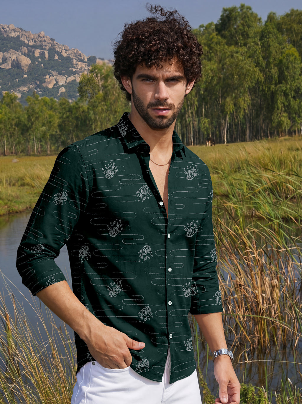 VDLooks Men’s Regular Fit Premium Cotton Shirt – Contemporary Printed Look for Everyday Styling