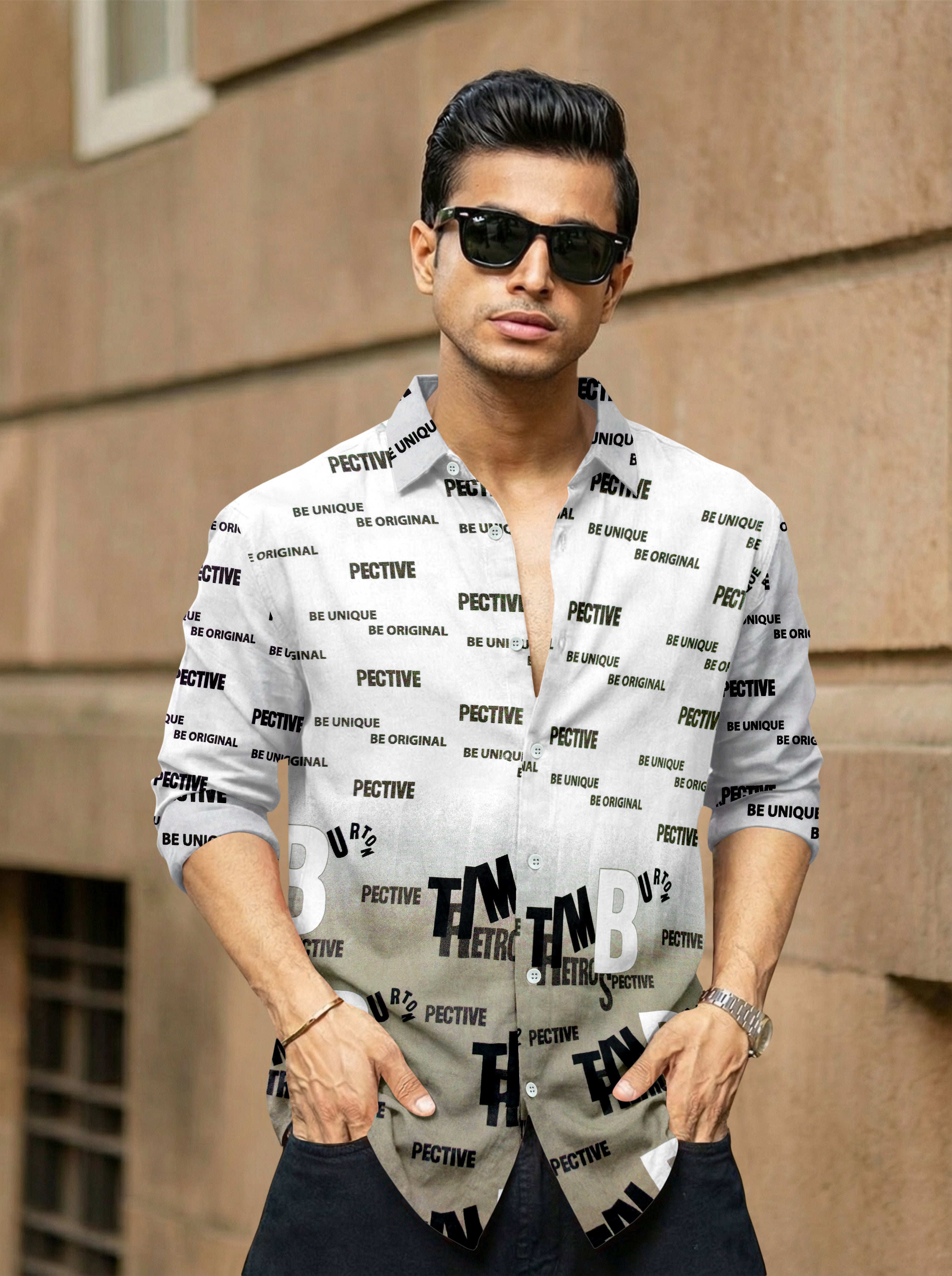 VDLooks Men’s Regular Fit Cotton Blend Full Sleeve Graphic Shirt
