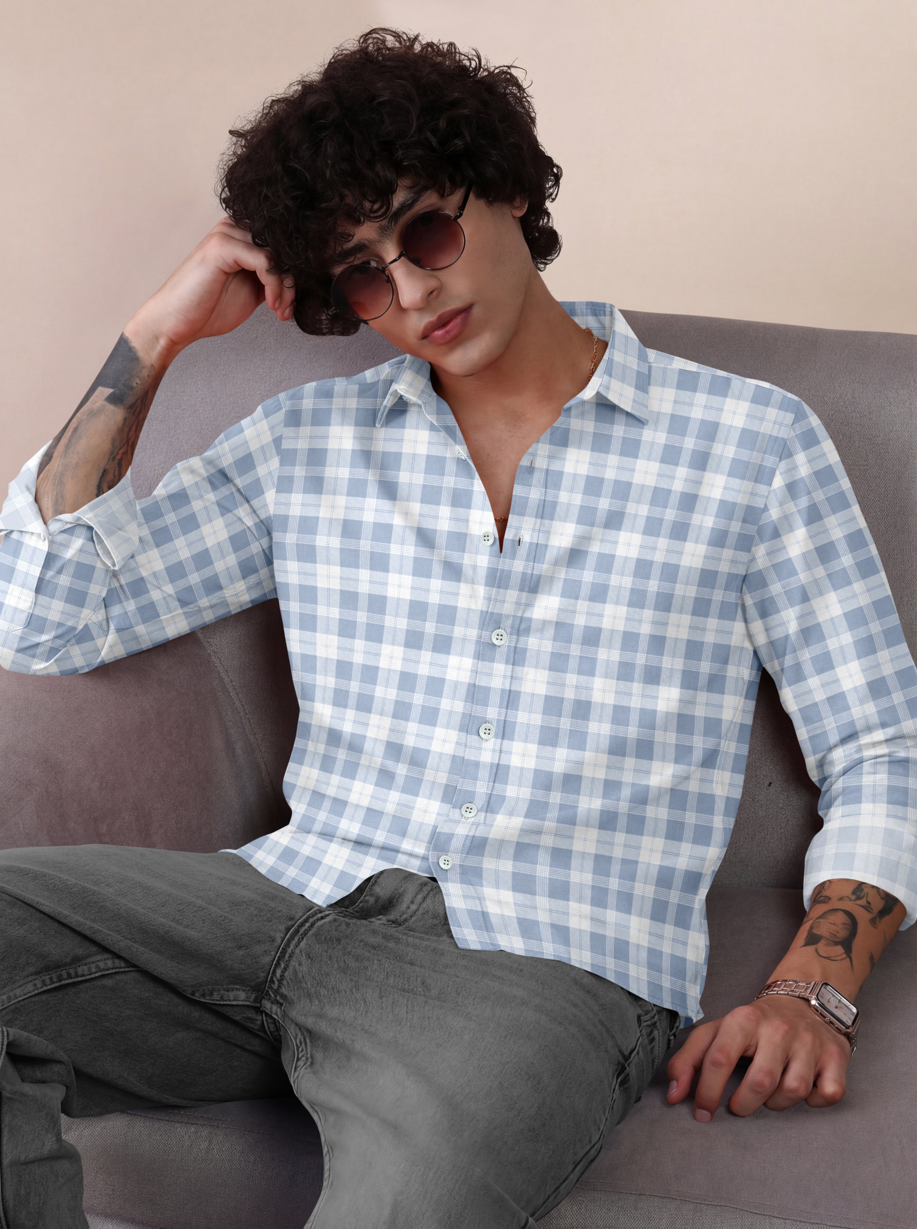 VDLooks Men Gingham Checked Regular Fit Casual Shirt
