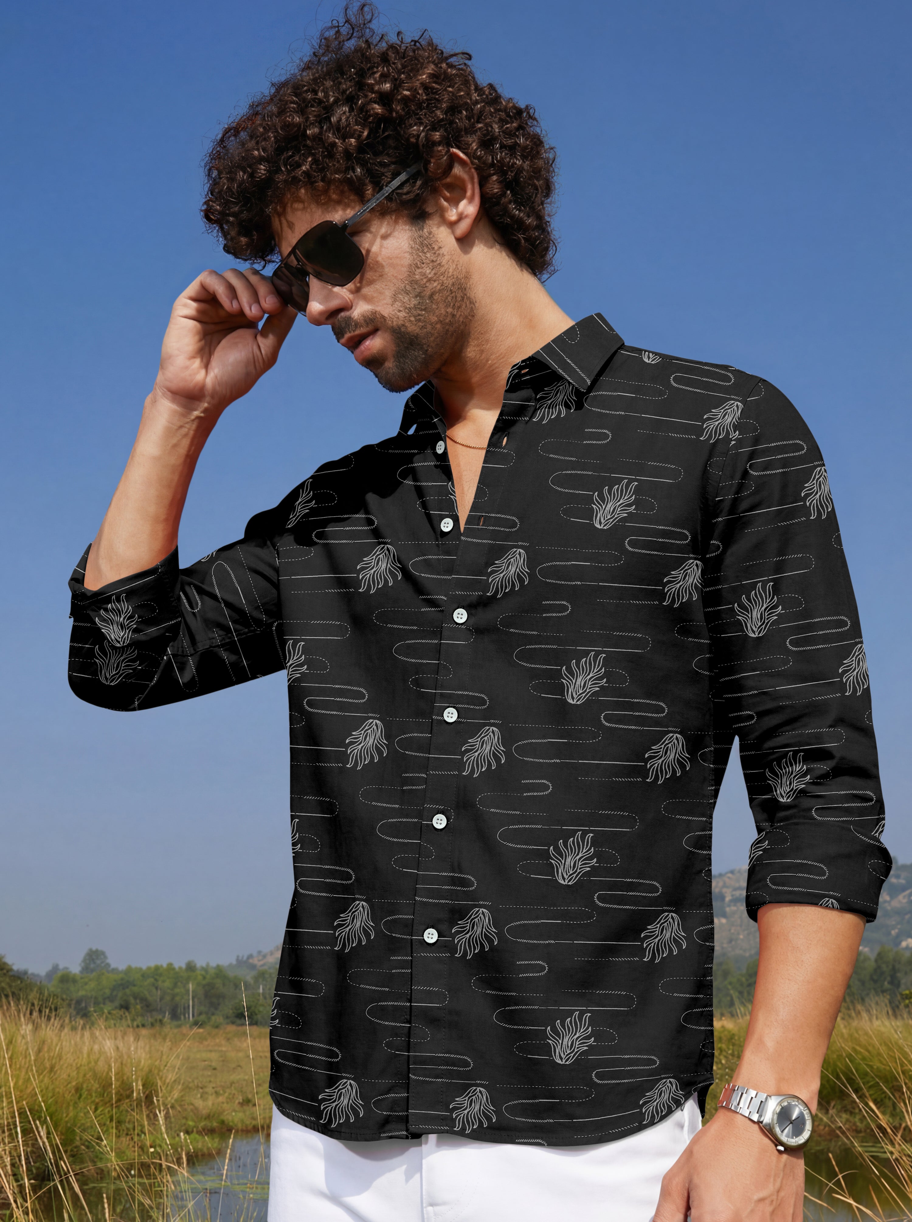 VDLooks Men’s Regular Fit Premium Cotton Shirt – Contemporary Printed Look for Everyday Styling
