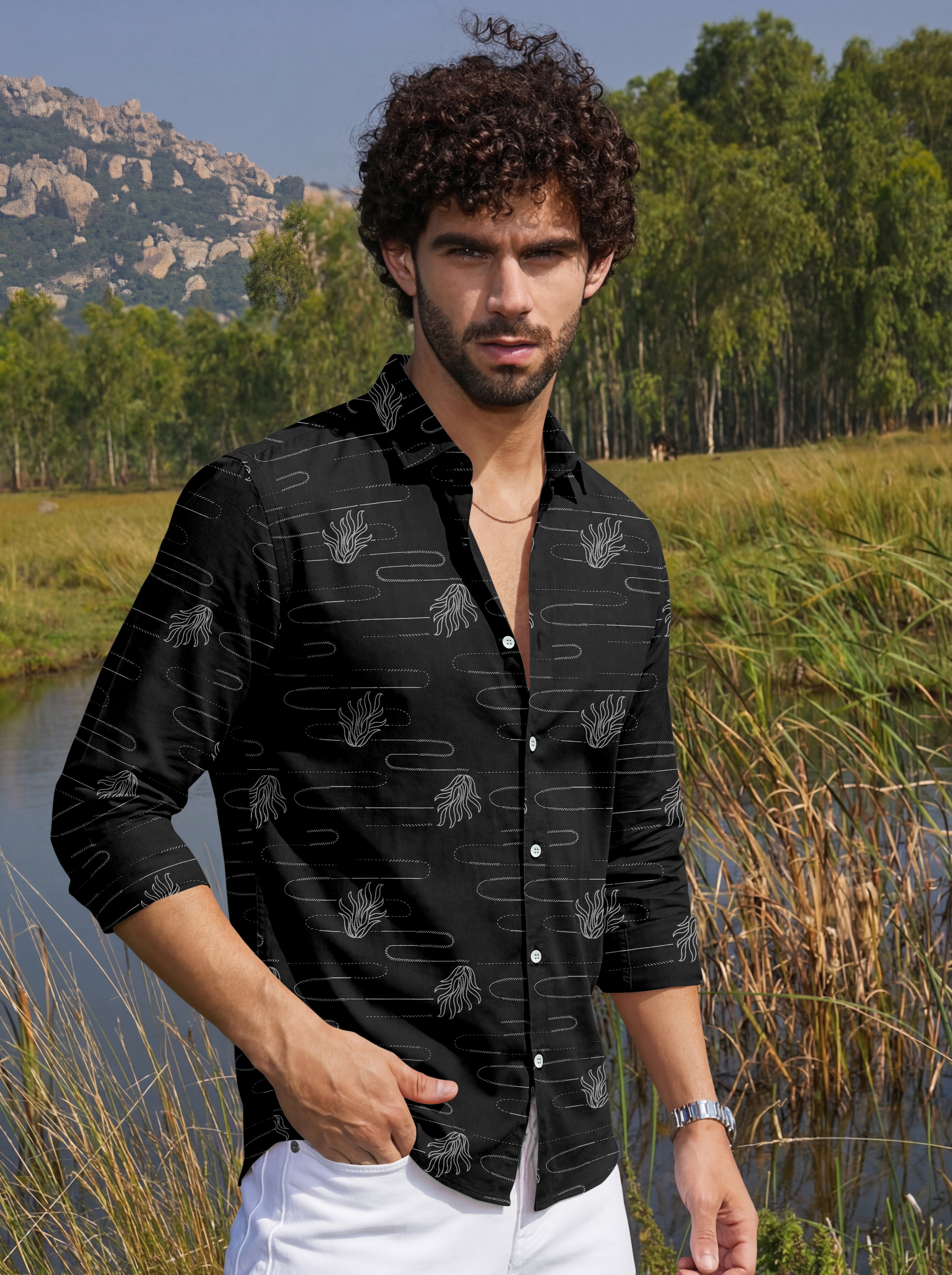 VDLooks Men’s Regular Fit Premium Cotton Shirt – Contemporary Printed Look for Everyday Styling