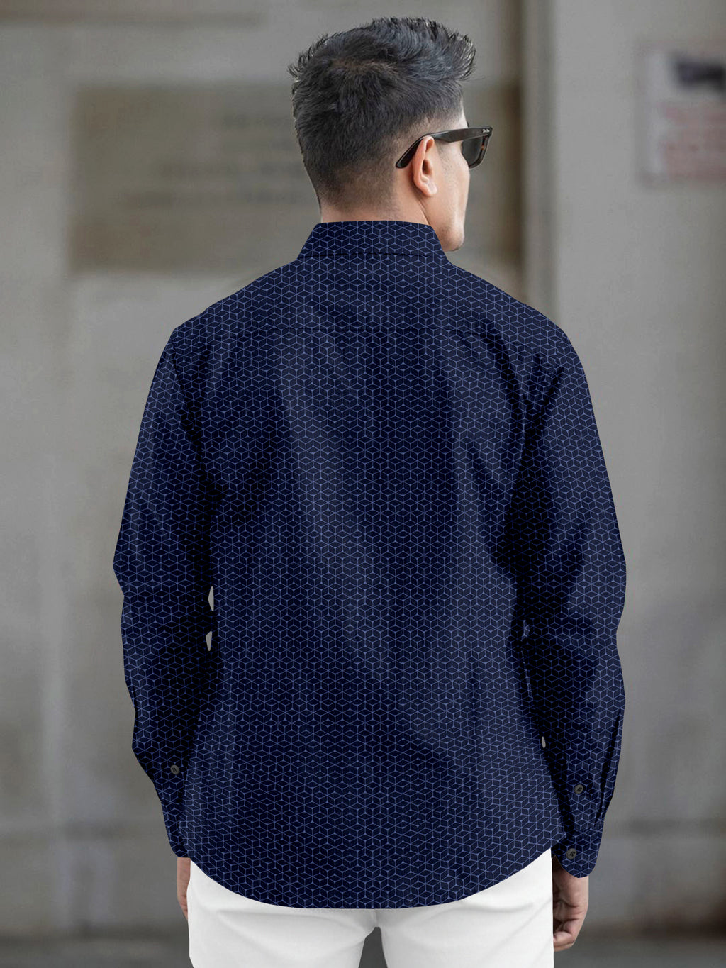 VDLooks Men’s Regular Fit Cotton Blend Shirt with Modern Geometric All-Over Print