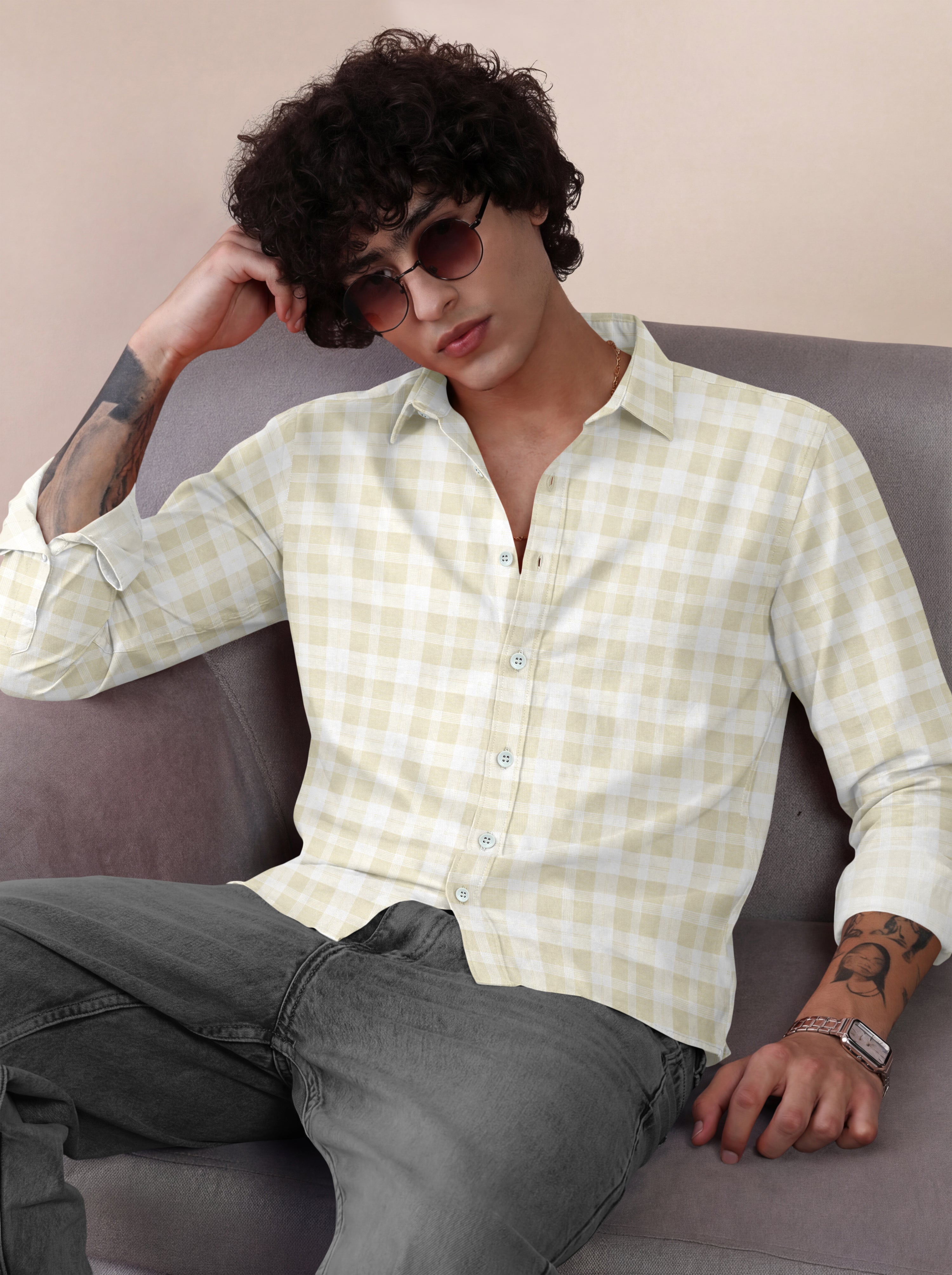 VDLooks Men Gingham Checked Regular Fit Casual Shirt