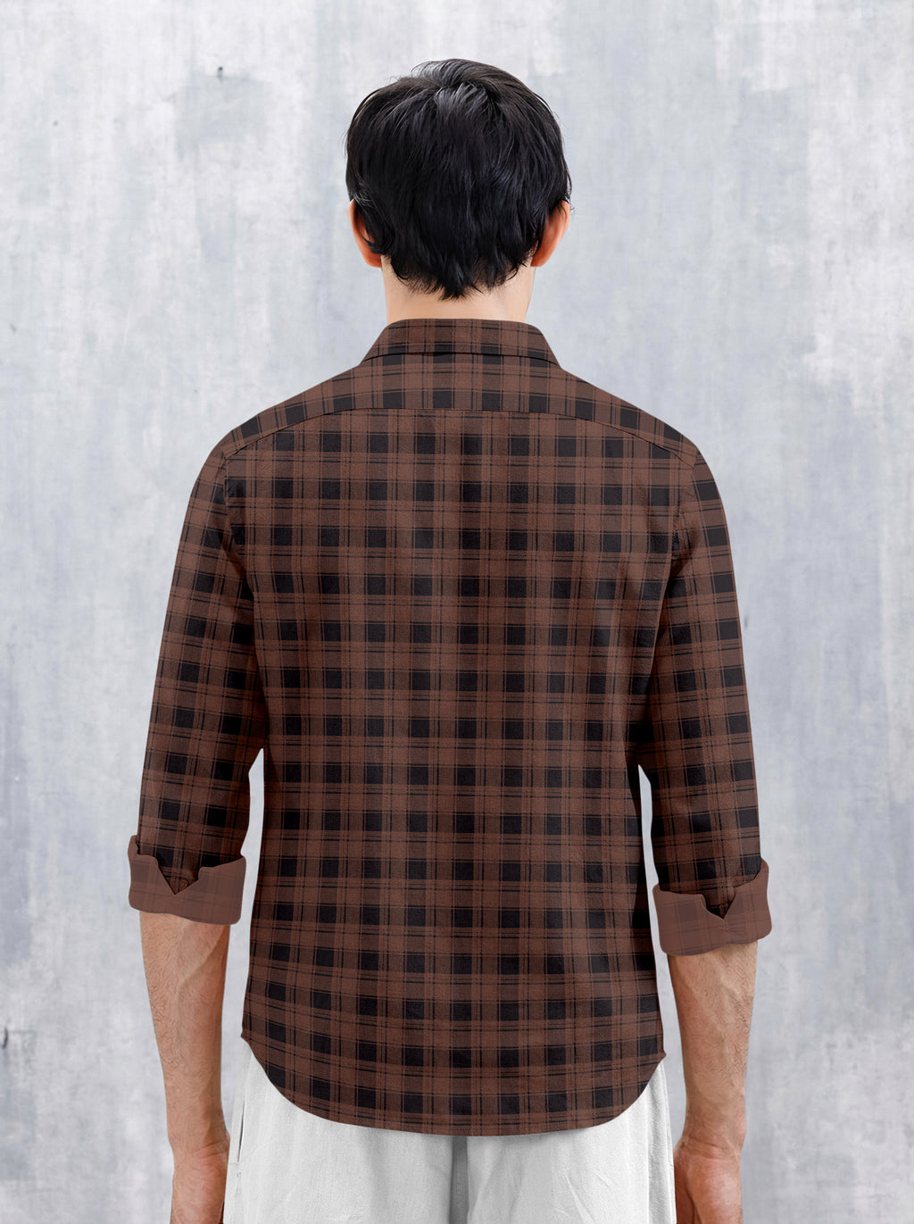 VDLooks Men’s Regular Fit Grey & Black Checked Casual Shirt | Cotton Blend Full Sleeve Shirt