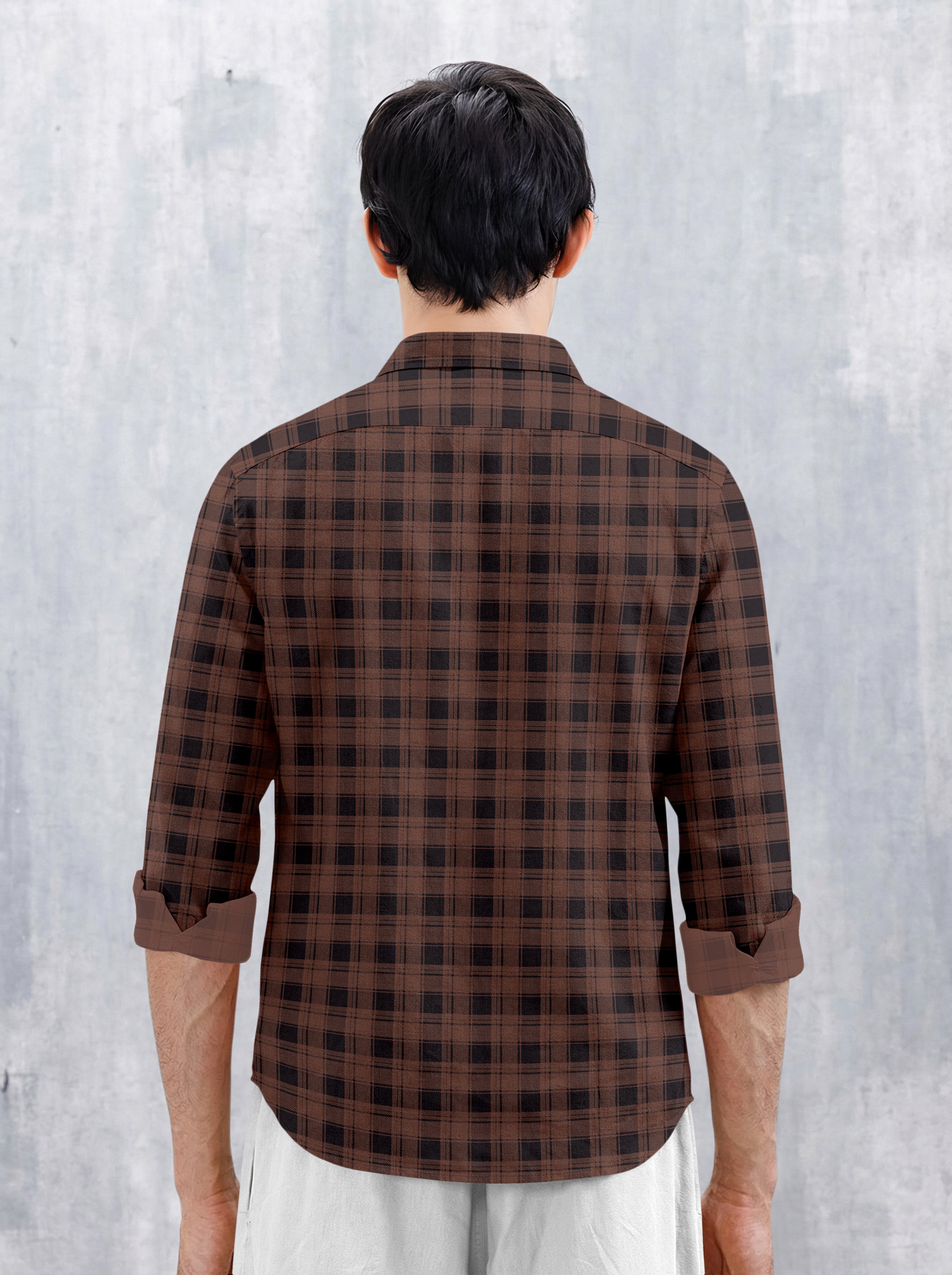VDLooks Men’s Regular Fit Grey & Black Checked Casual Shirt | Cotton Blend Full Sleeve Shirt