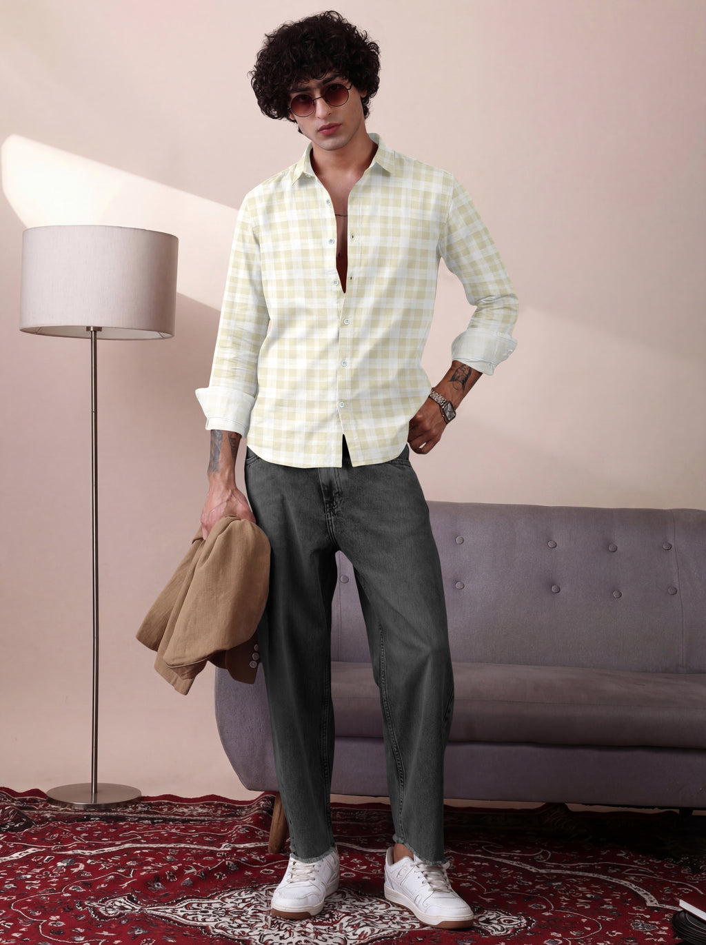 VDLooks Men Gingham Checked Regular Fit Casual Shirt