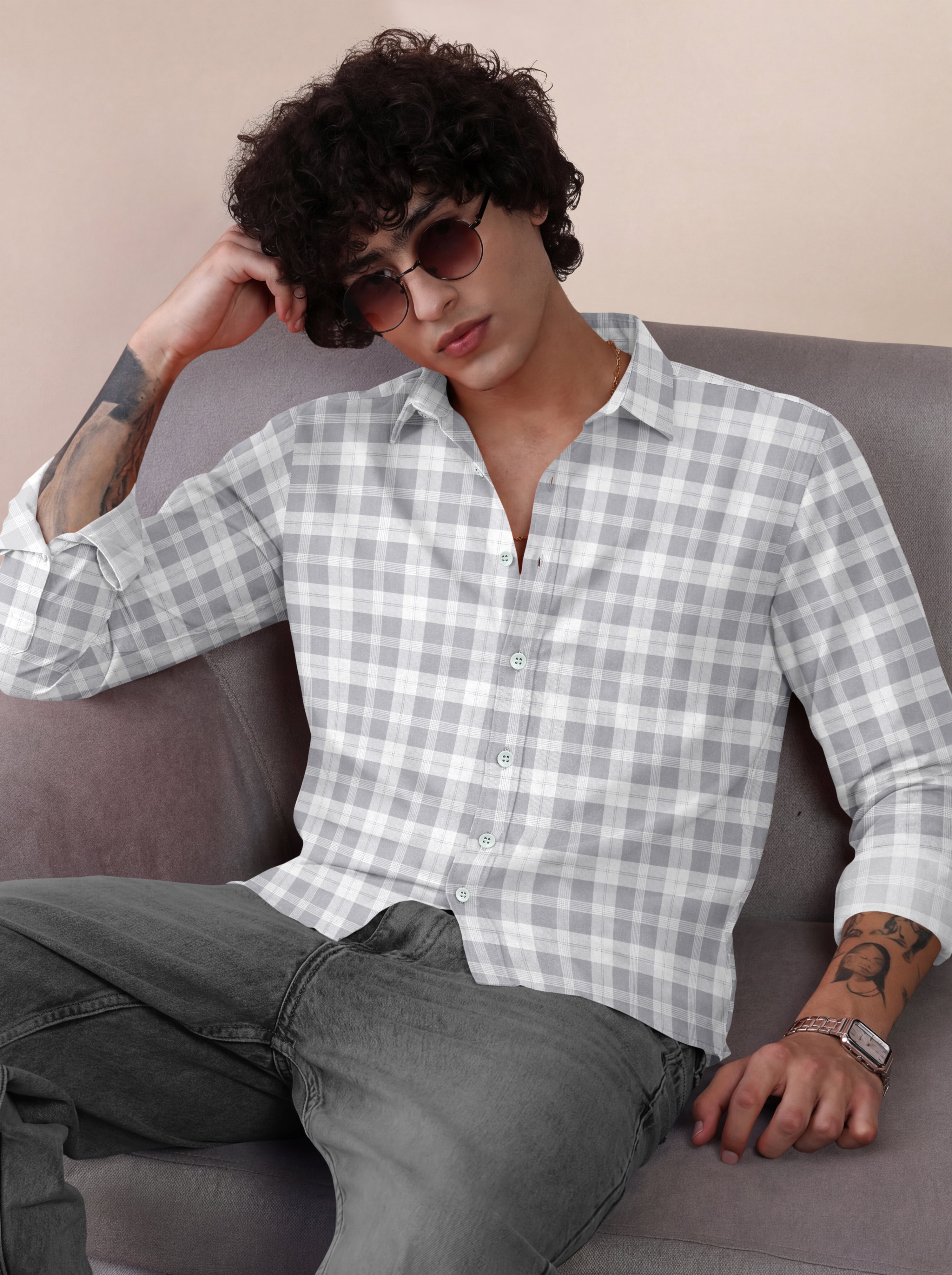 VDLooks Men Gingham Checked Regular Fit Casual Shirt