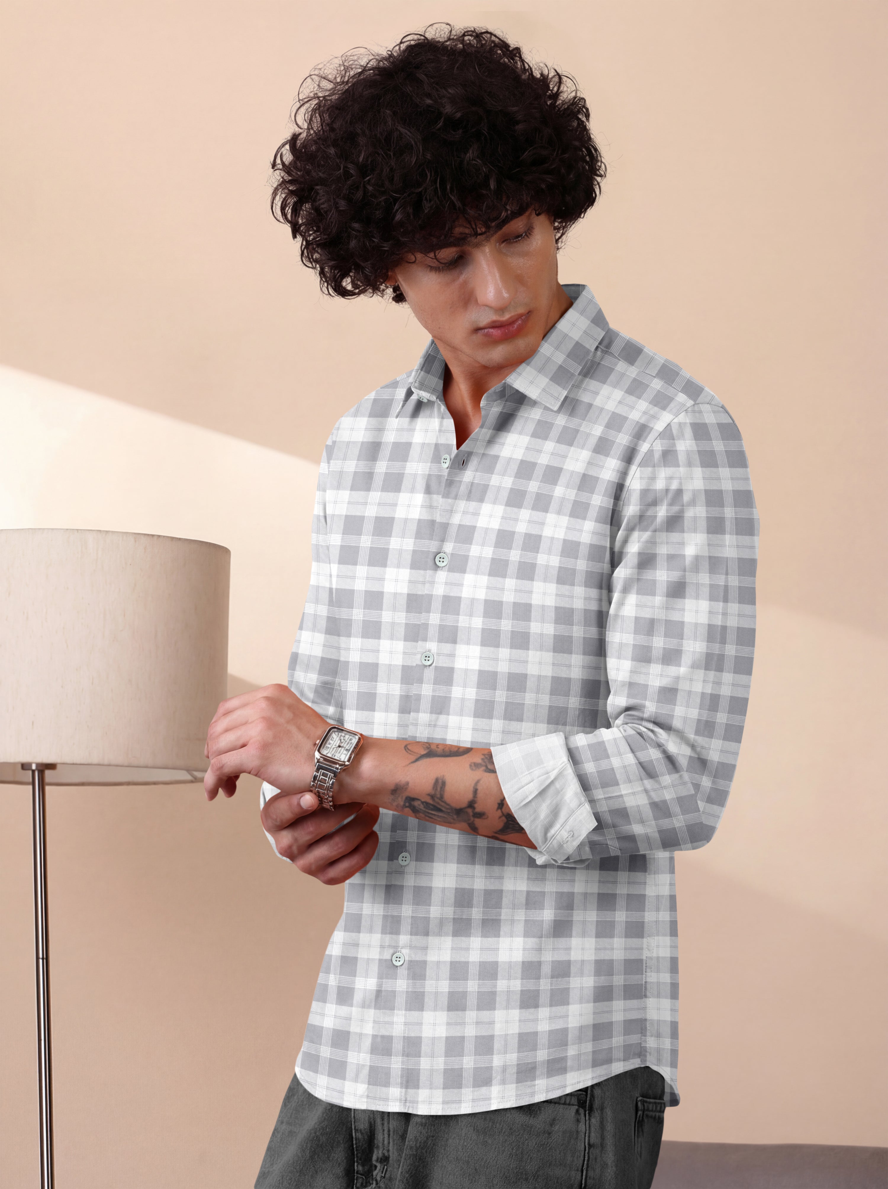 VDLooks Men Gingham Checked Regular Fit Casual Shirt