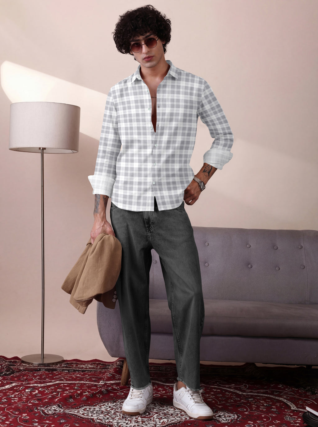 VDLooks Men Gingham Checked Regular Fit Casual Shirt