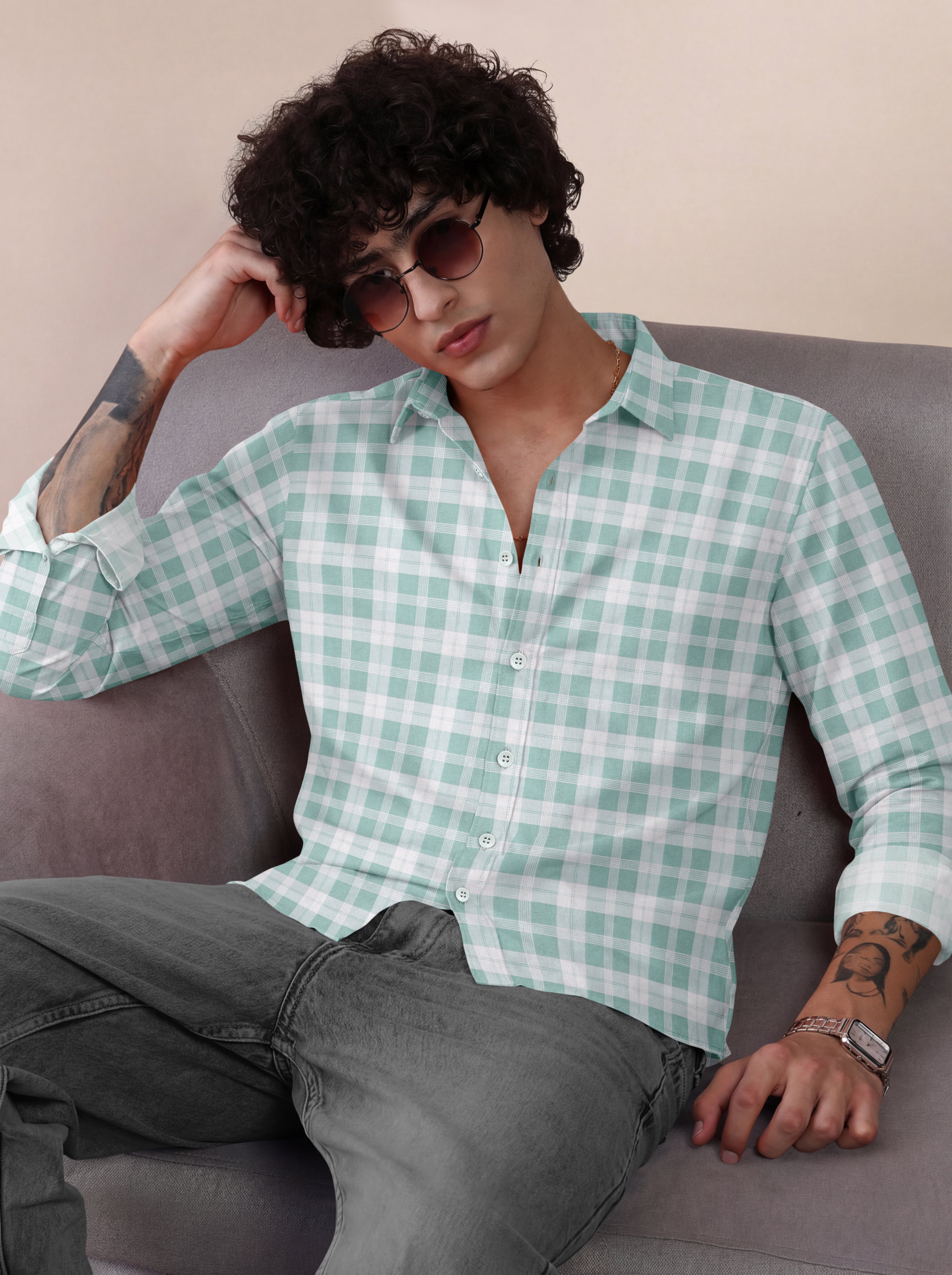 VDLooks Men Gingham Checked Regular Fit Casual Shirt