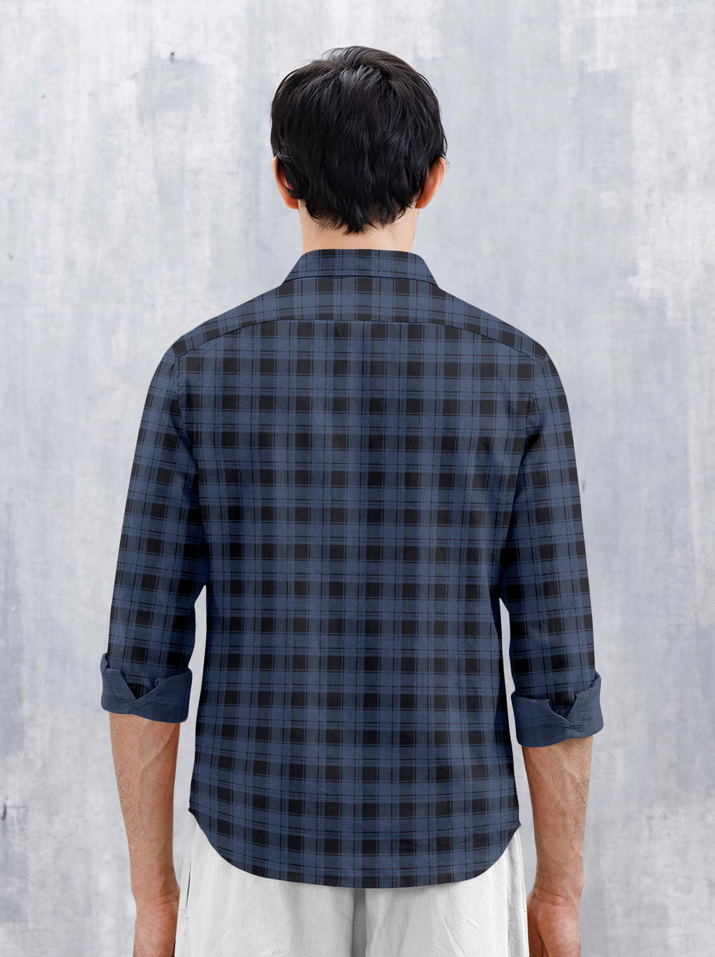 VDLooks Men’s Regular Fit Grey & Black Checked Casual Shirt | Cotton Blend Full Sleeve Shirt