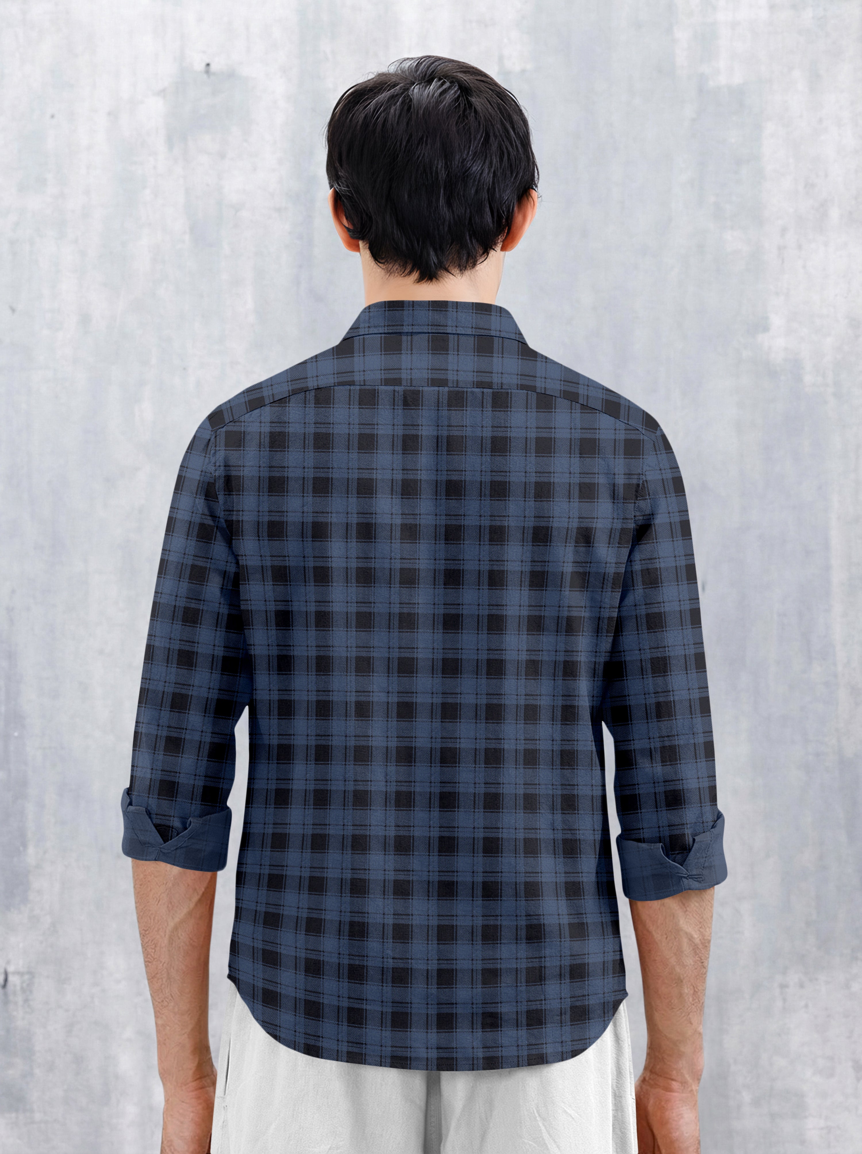 VDLooks Men’s Regular Fit Grey & Black Checked Casual Shirt | Cotton Blend Full Sleeve Shirt